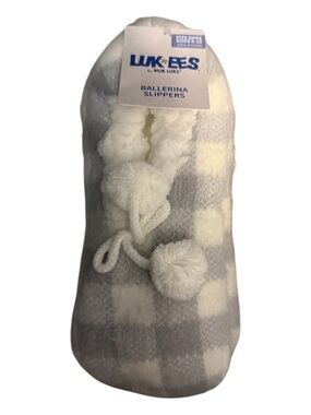 White & Gray Ballerina Slippers - Cozy Women's Hosiery